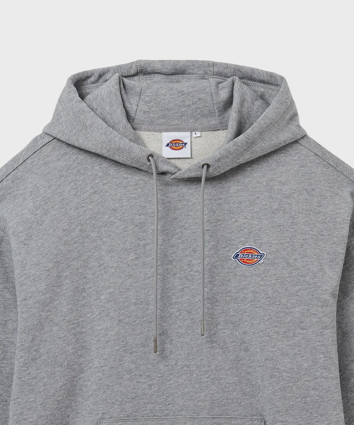 디키즈(DICKIES) 프렌치 테리 릴렉스드 스몰 자수 로고 후드 티셔츠 Grey