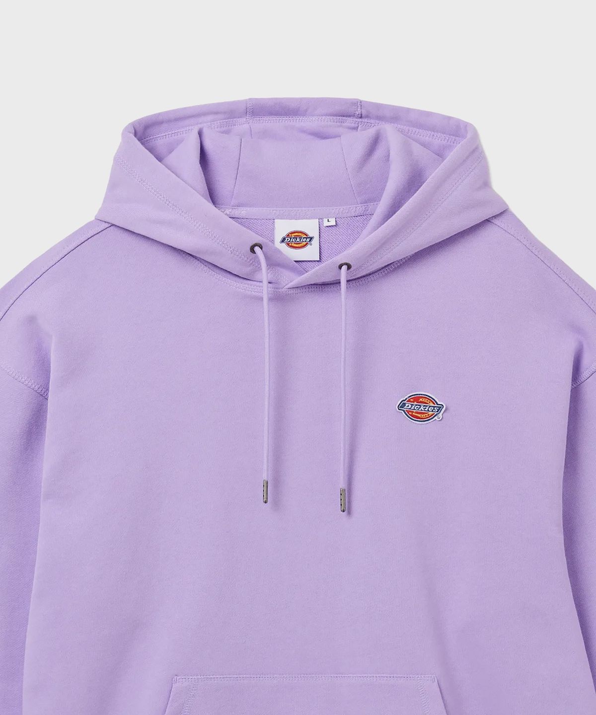 디키즈(DICKIES) 프렌치 테리 릴렉스드 스몰 자수 로고 후드 티셔츠 Purple Rose