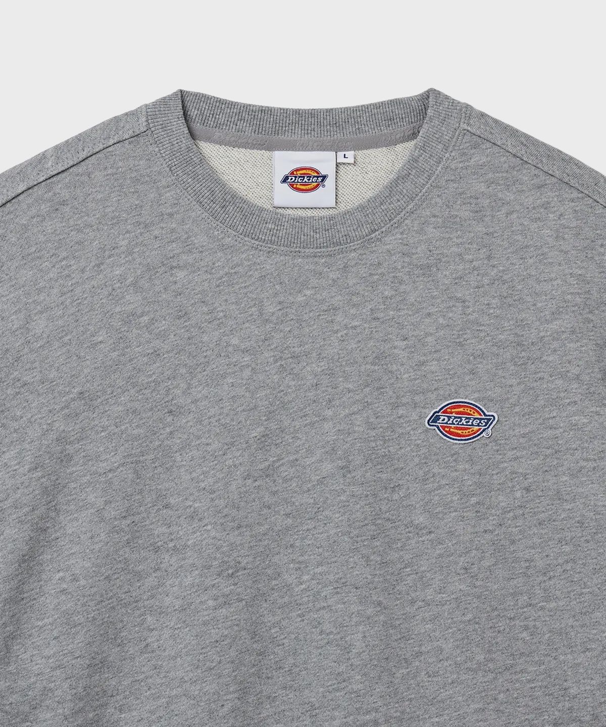 디키즈(DICKIES) 프렌치 테리 릴렉스드 스몰 자수 로고 크루넥 Grey