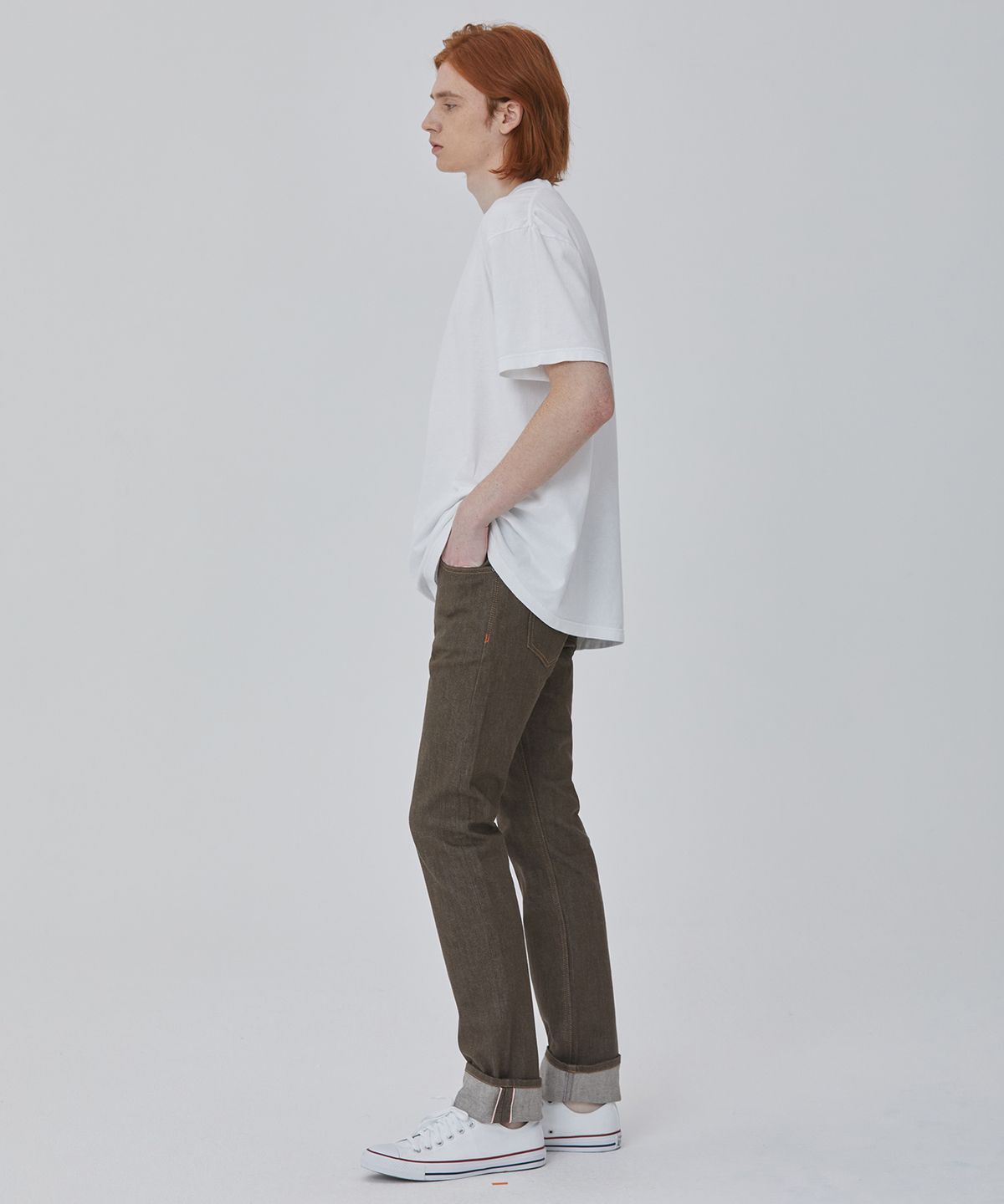률앤와이(RYUL+WAI) 데님 컬러 셀비지 팬츠 카키