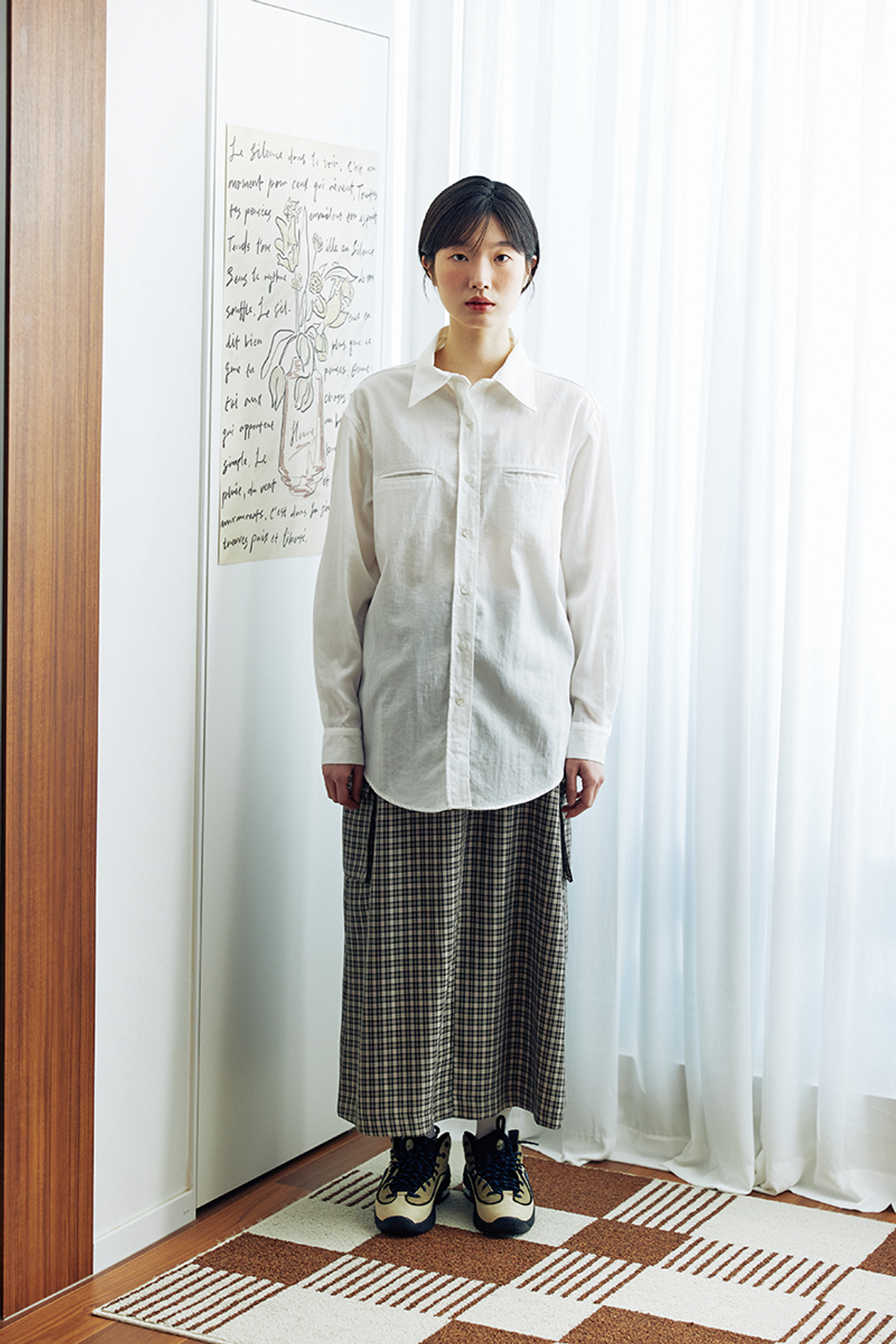 쿠키시(KOOKEESEE) 더블립 컬러 셔츠 (화이트)