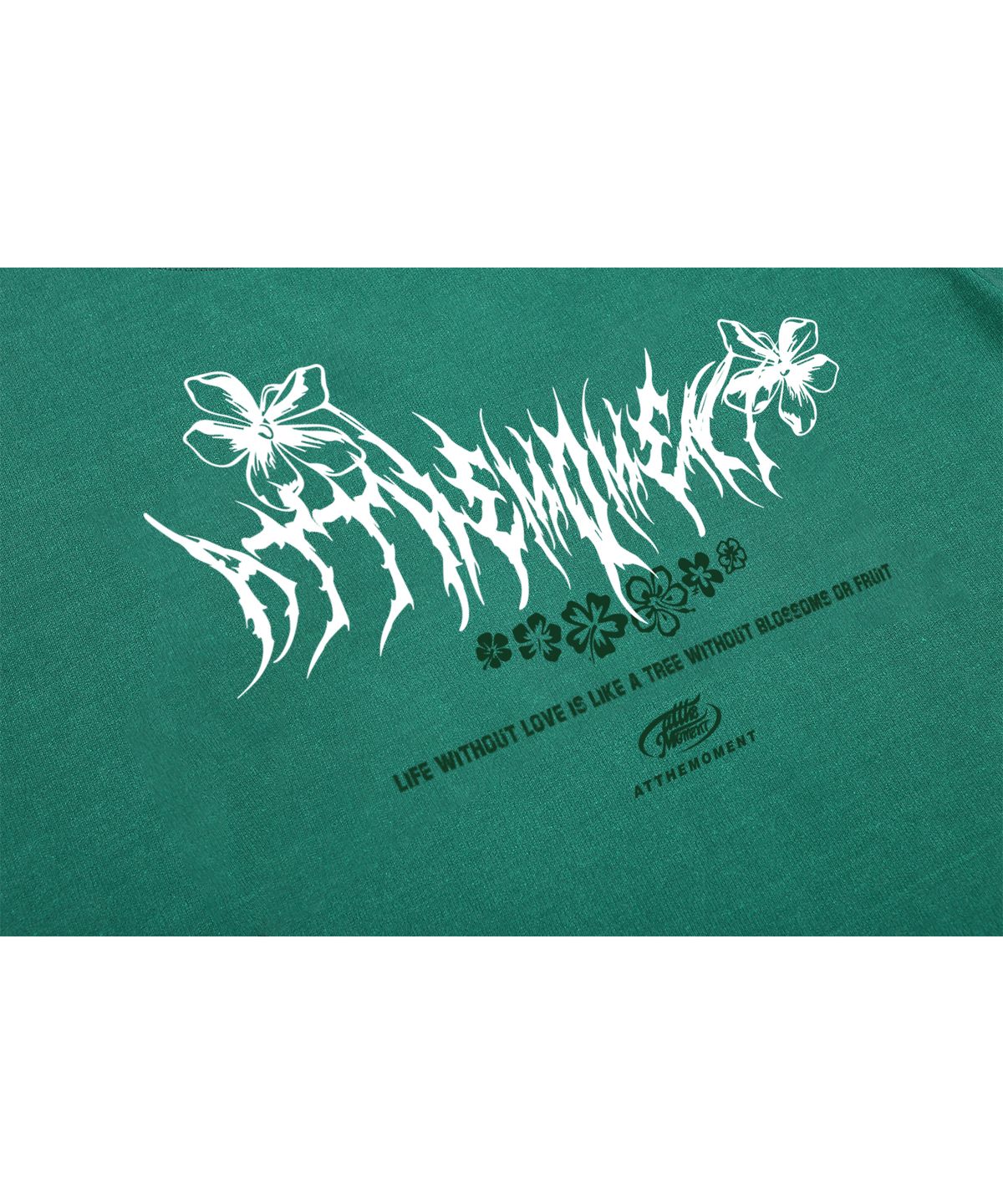 앳 더 모먼트(AT THE MOMENT) 플라워 로고 피그먼트 반팔티 (VINTAGE GREEN)