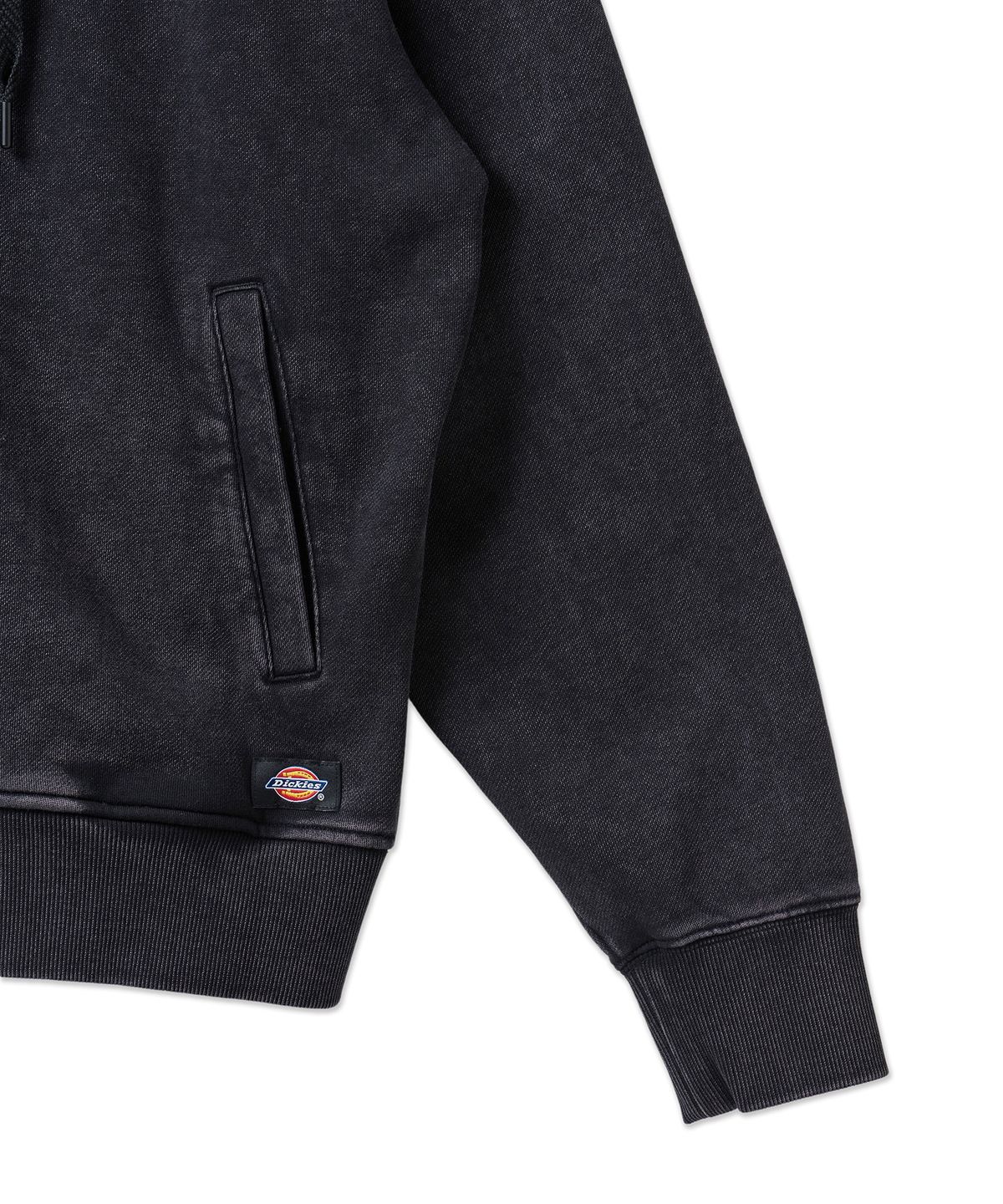 디키즈(DICKIES) 프렌치 테리 릴렉스드 후드 집업 - 블랙