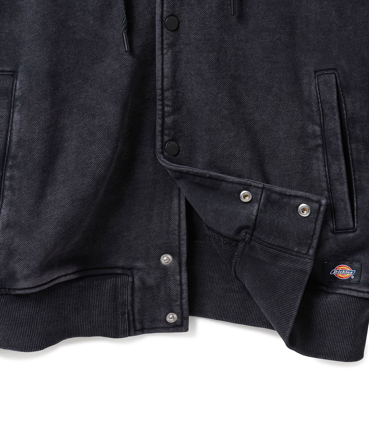 디키즈(DICKIES) 프렌치 테리 릴렉스드 후드 집업 - 블랙