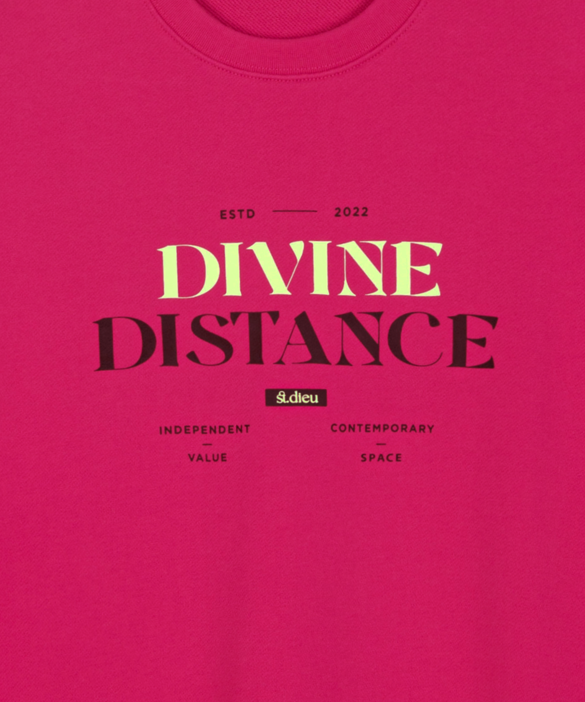 디바인디스턴스(DIVINE DISTANCE) 레터링 비비드 맨투맨 [핑크]