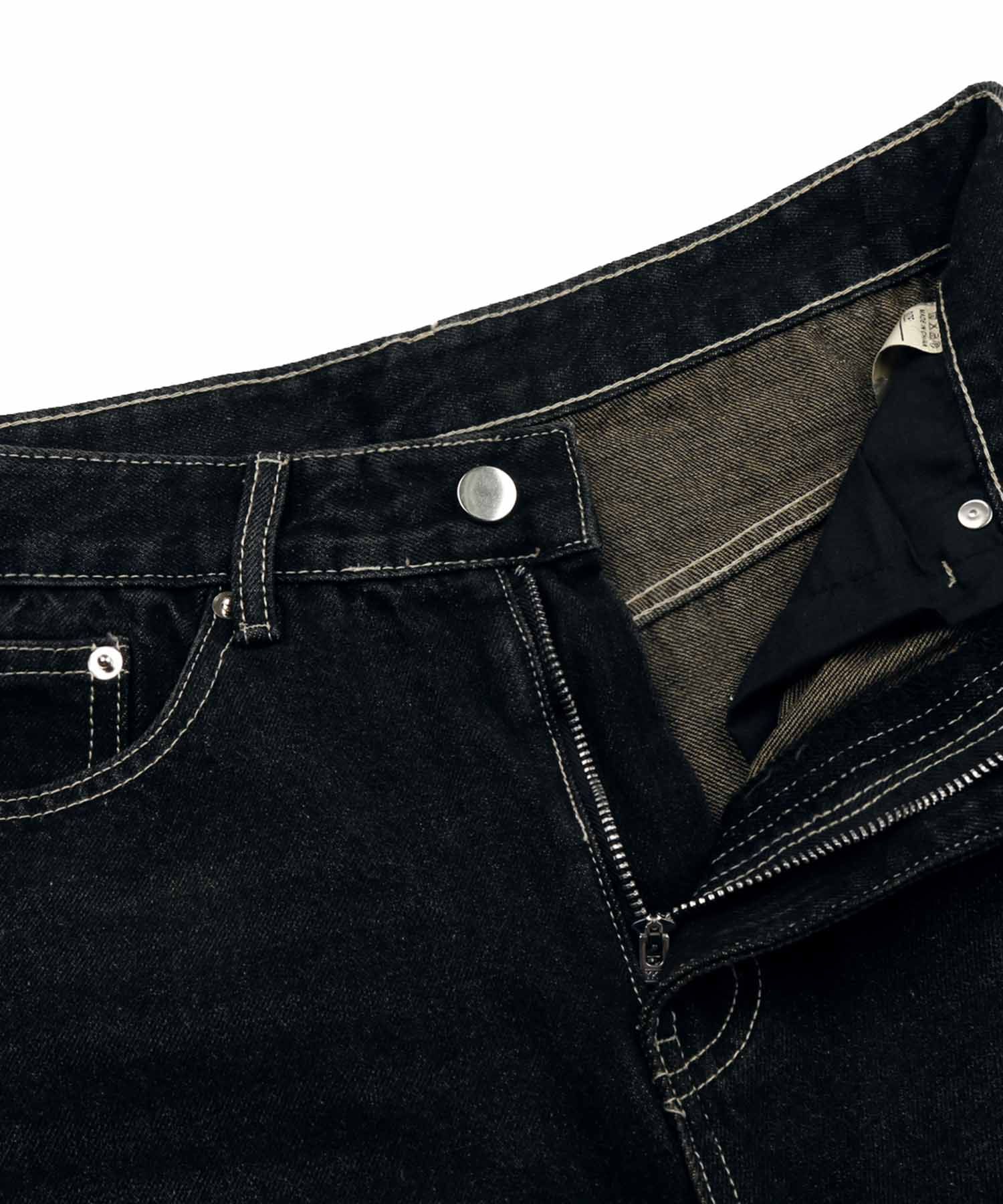 ★関税込★TRILLION★FRONT WASHING WIDE DENIM PANTS ★ MUSINSA | TRILLION Front Washing Wide Denim Pants_YELLOW BLACK