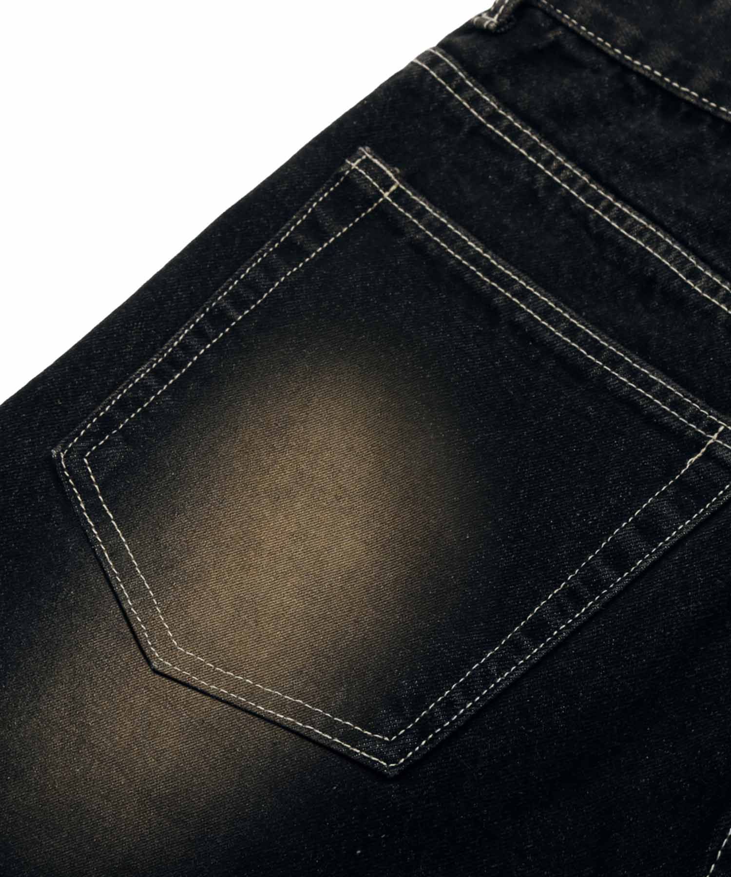 MUSINSA | TRILLION Front Washing Wide Denim Pants_YELLOW BLACK