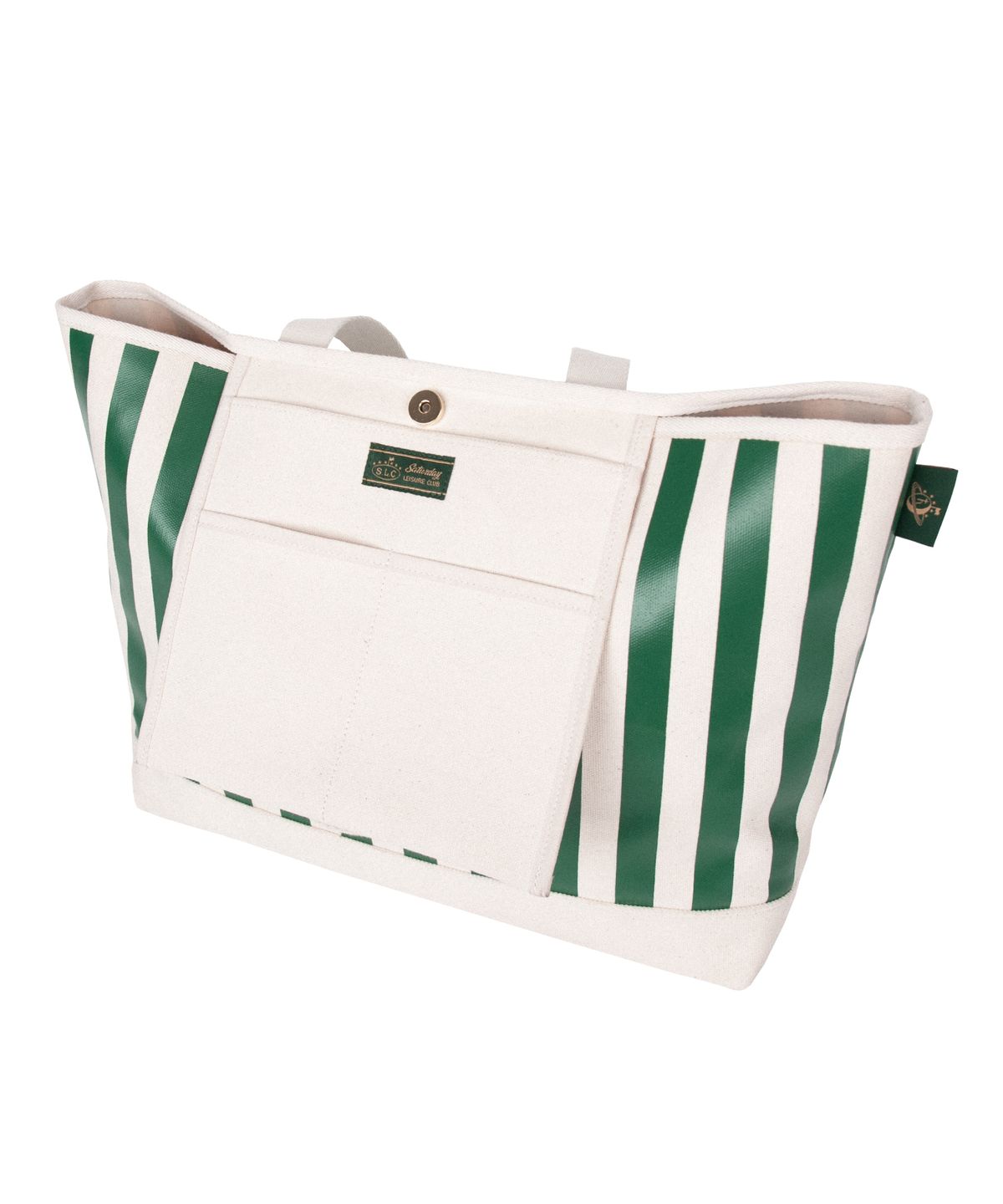 세러데이 레저 클럽(SATURDAY LEISURE CLUB) Signature Stripe Shoulder Bag - Ivory & British Racing Green