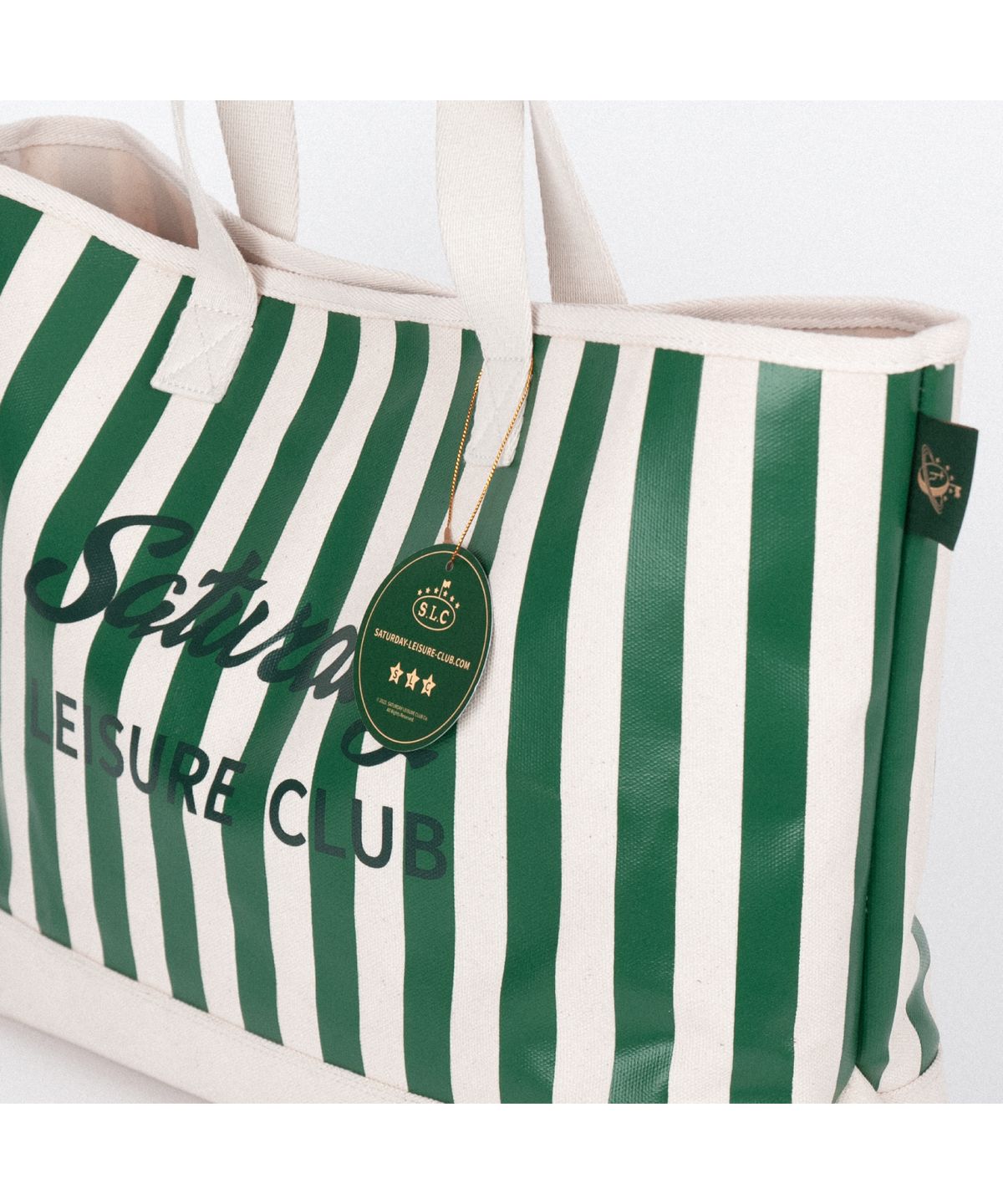 세러데이 레저 클럽(SATURDAY LEISURE CLUB) Signature Stripe Shoulder Bag - Ivory & British Racing Green
