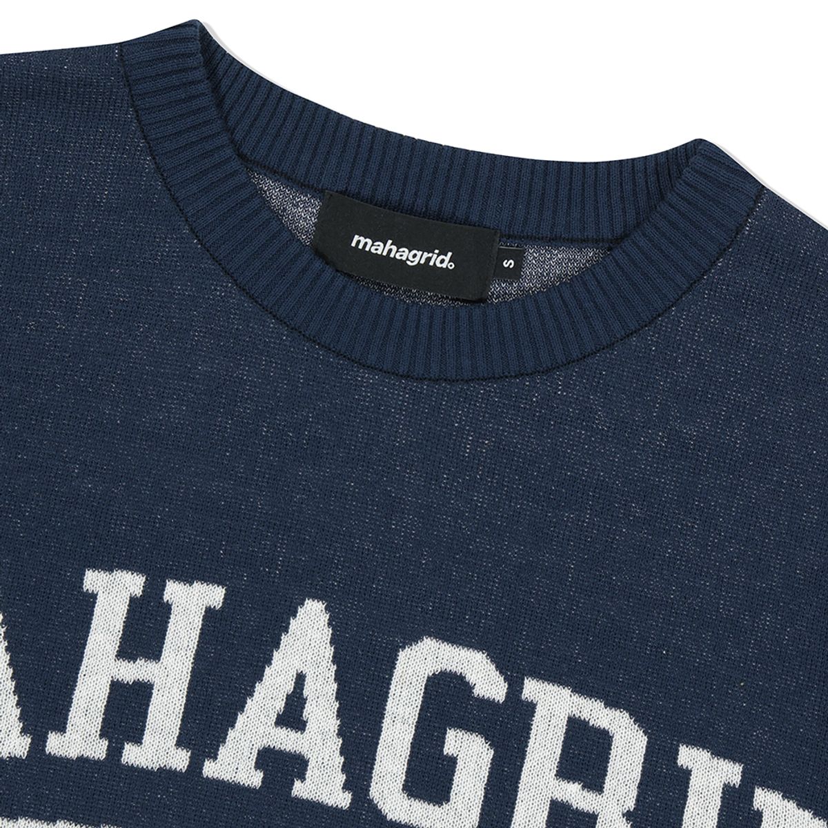 마하그리드(MAHAGRID) COLLEGE LOGO HALF KNIT NAVY(MG2DMMK601A)