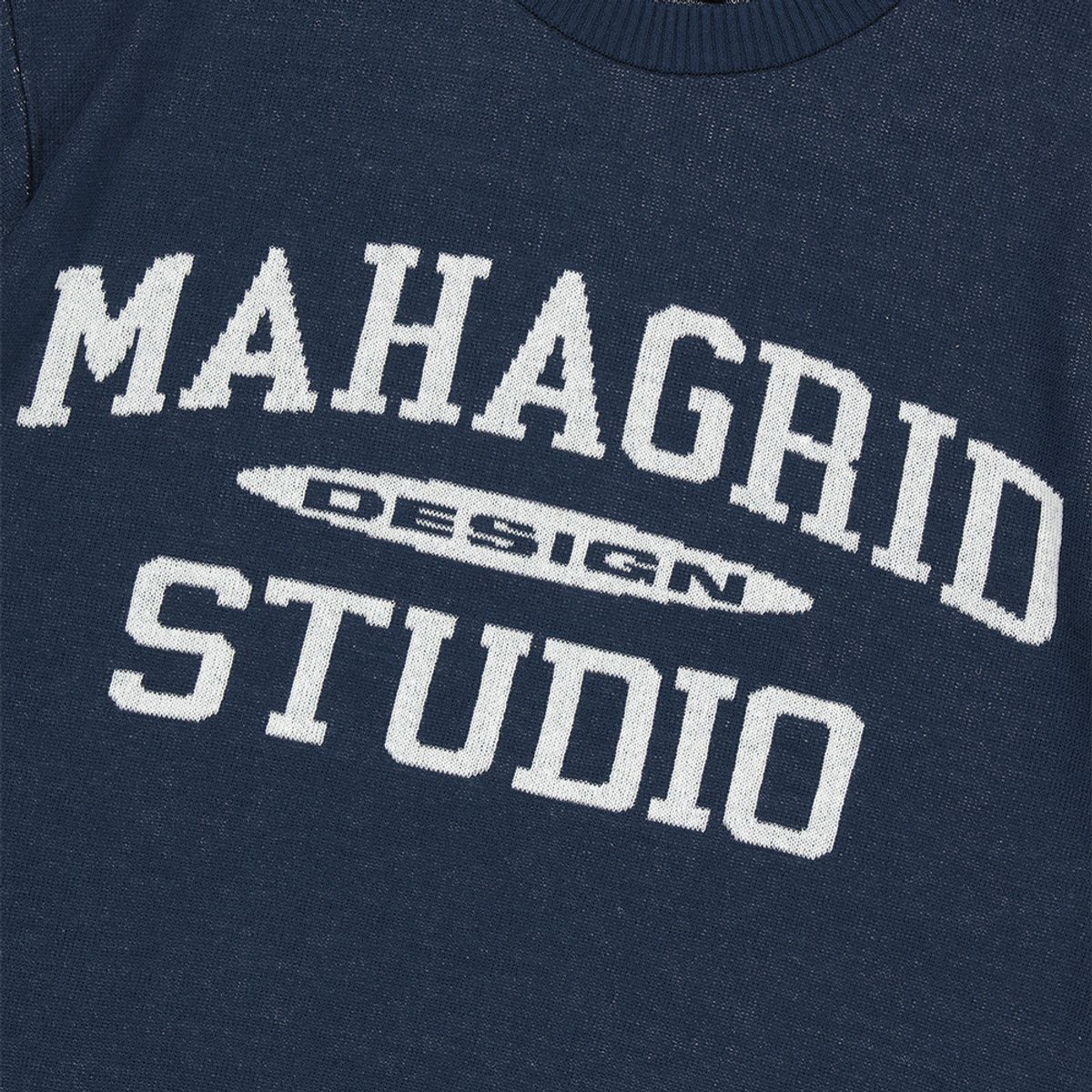 마하그리드(MAHAGRID) COLLEGE LOGO HALF KNIT NAVY(MG2DMMK601A)