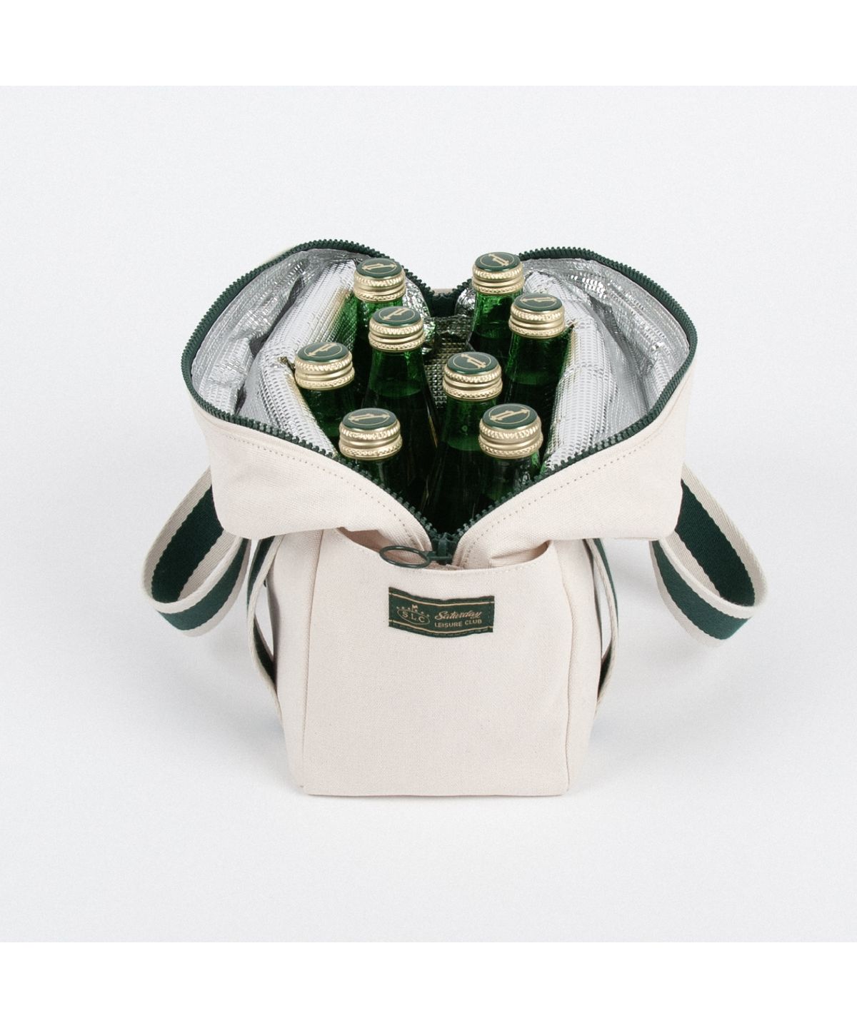 세러데이 레저 클럽(SATURDAY LEISURE CLUB) Stripe Webbing Thermal Bag(보온가방 & 카트백) - Ivory & British Racing Green