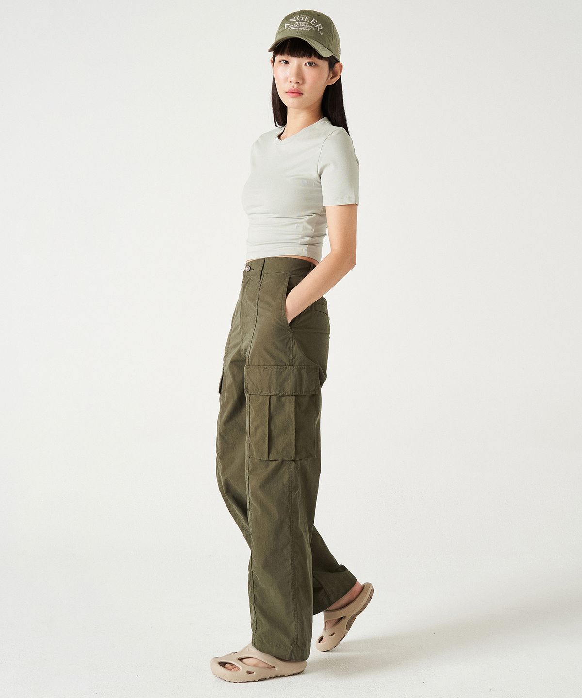 힐리먼트(HELEMENT) 여성 패치 와이드 팬츠