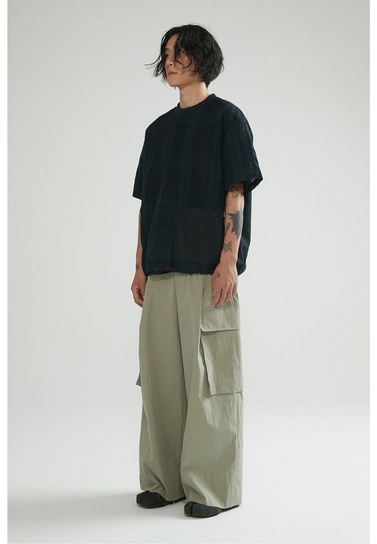 래코드(RECODE) Recycled Wide Cargo Pants_RKPAS23671BEX