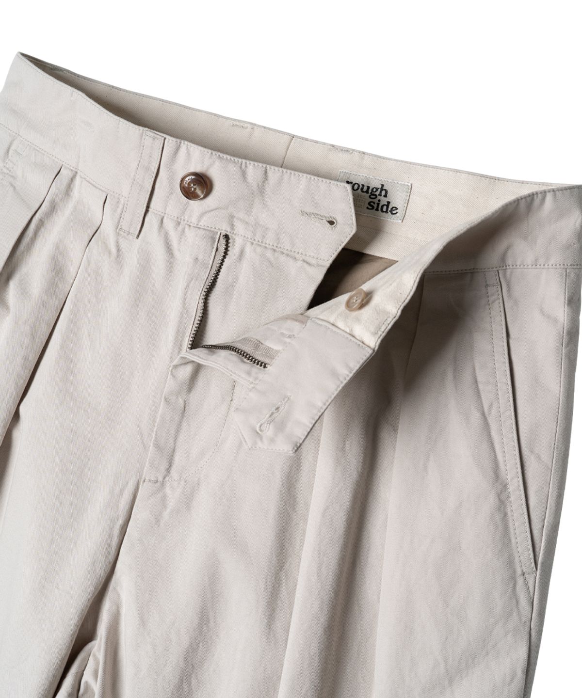 러프사이드(ROUGHSIDE) 23FW 2Tuck Wide Pants Ecru