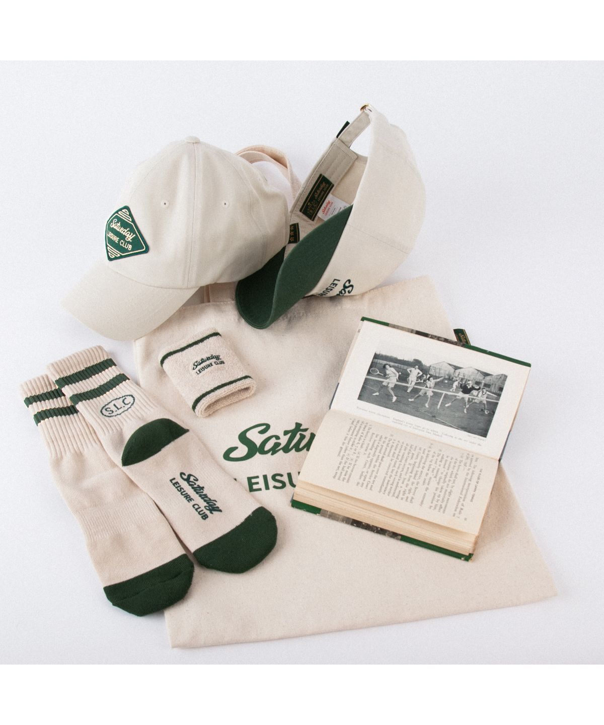 세러데이 레저 클럽(SATURDAY LEISURE CLUB) Signature Ball Cap - Ivory & Green Patch