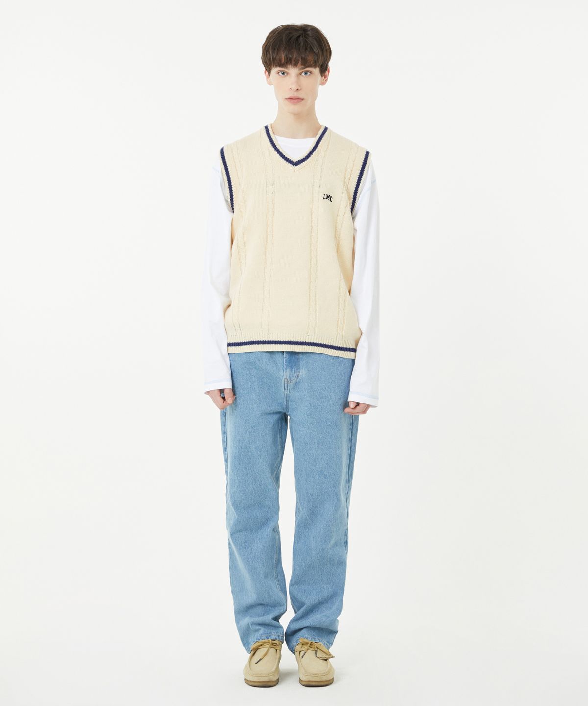 엘엠씨(LMC) CABLE ARCH KNIT VEST ivory