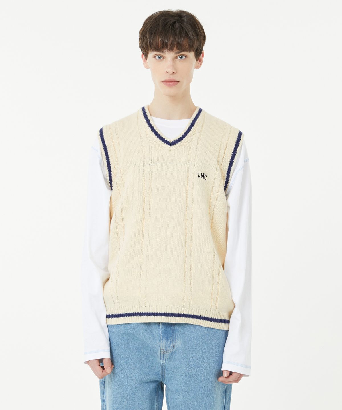 엘엠씨(LMC) CABLE ARCH KNIT VEST ivory