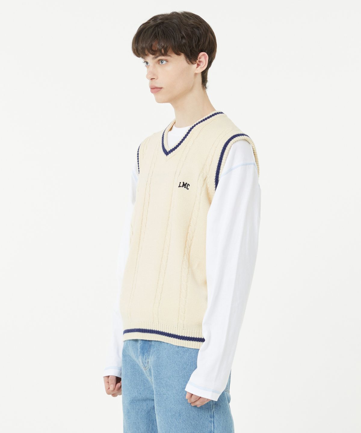 엘엠씨(LMC) CABLE ARCH KNIT VEST ivory