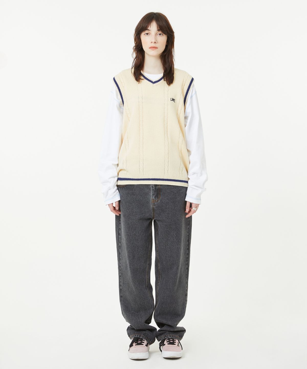 엘엠씨(LMC) CABLE ARCH KNIT VEST black
