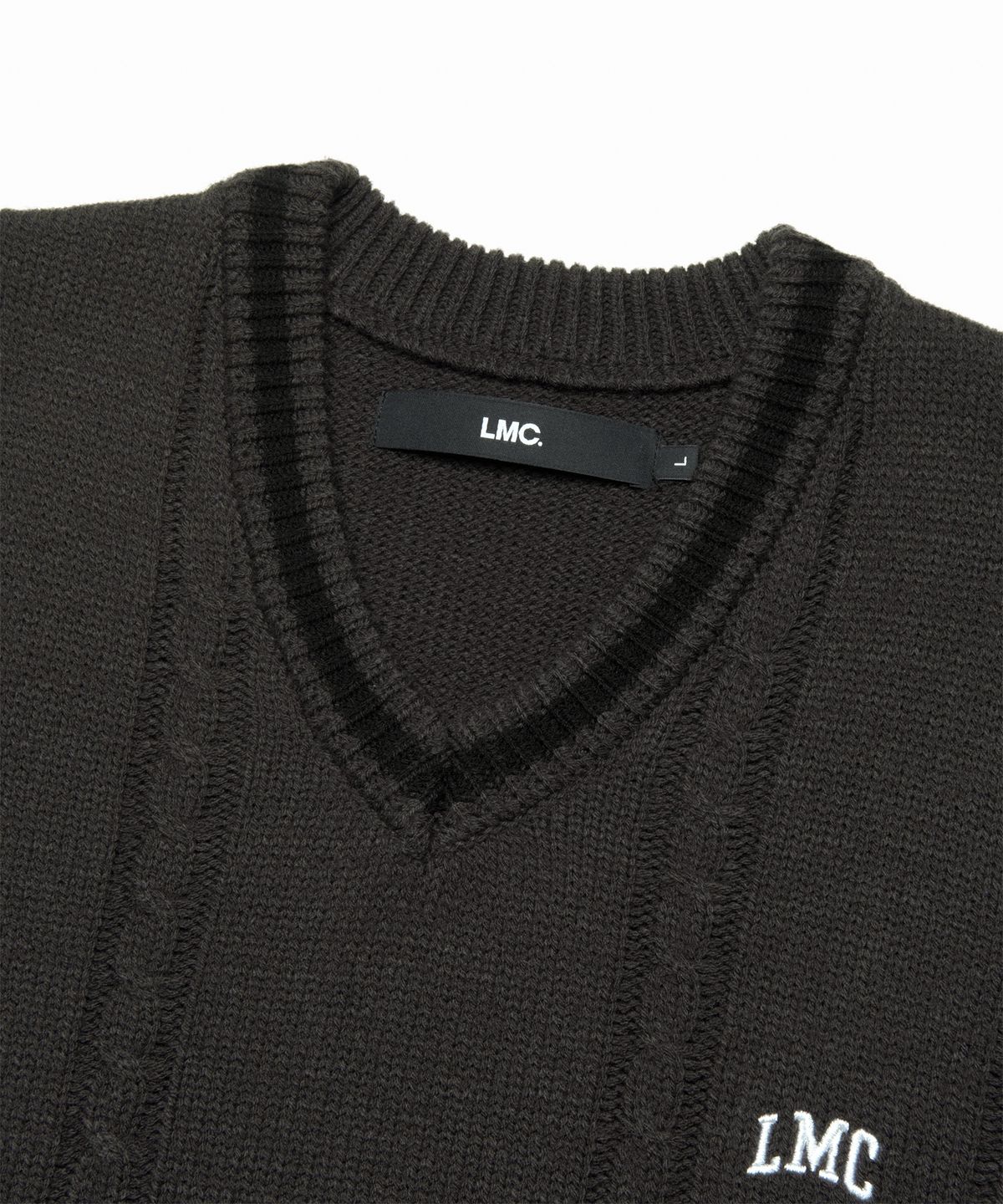 엘엠씨(LMC) CABLE ARCH KNIT VEST black