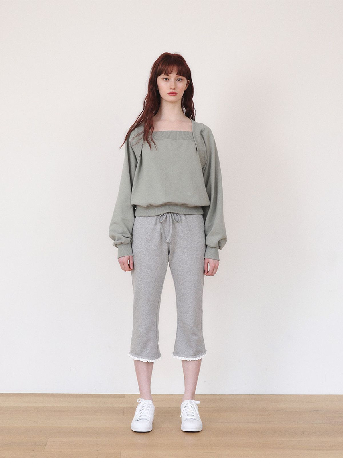 프레부아(PREVOIR) 볼레로 맨투맨 [light khaki / black / oatmeal / White Melange]
