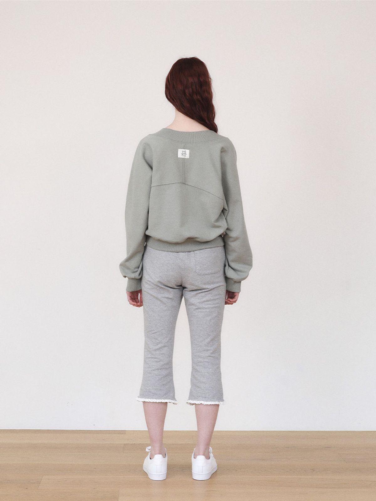 프레부아(PREVOIR) 볼레로 맨투맨 [light khaki / black / oatmeal / White Melange]