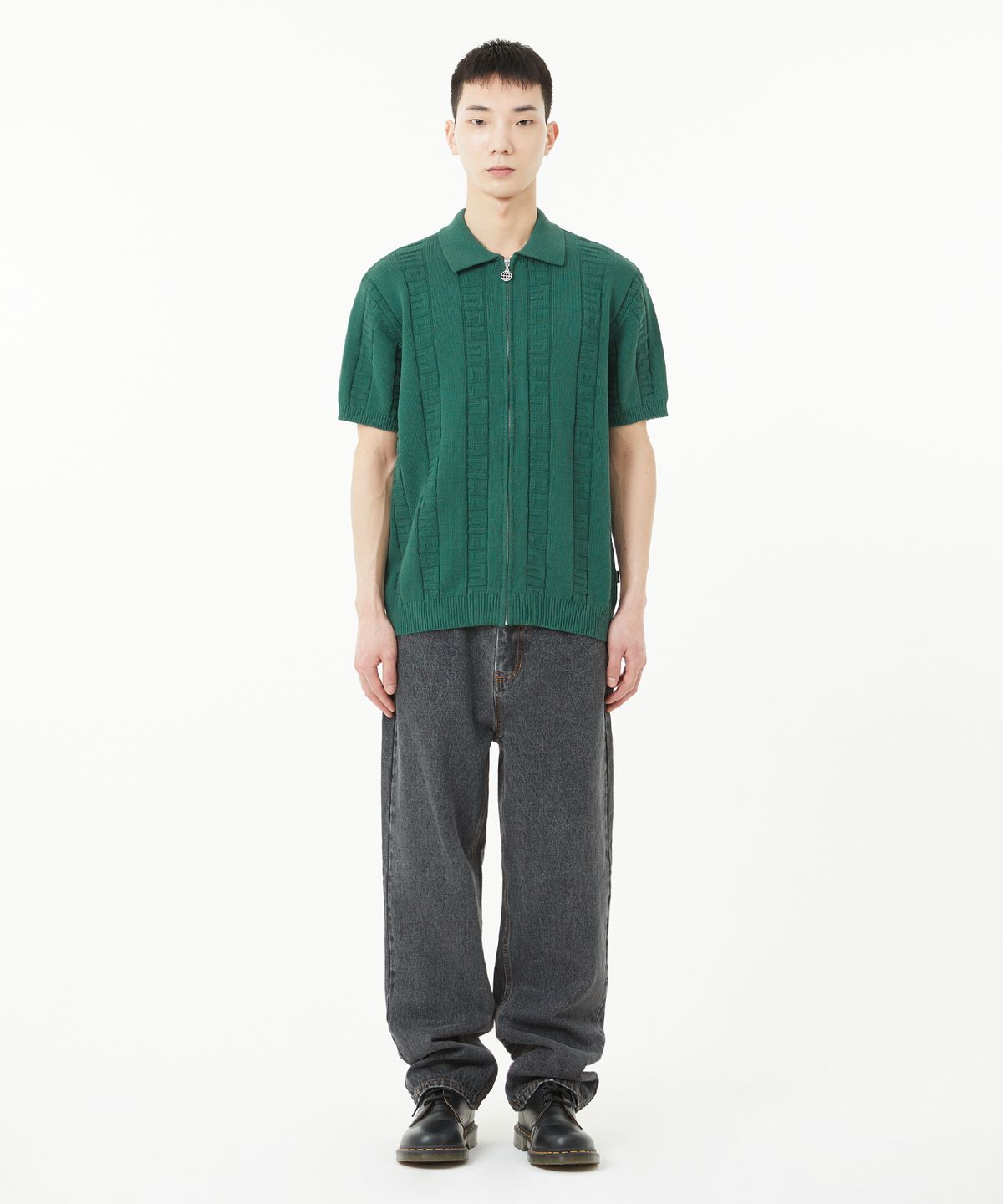 엘엠씨(LMC) JQD ZIP-UP KNITTED POLO SHIRT dark green