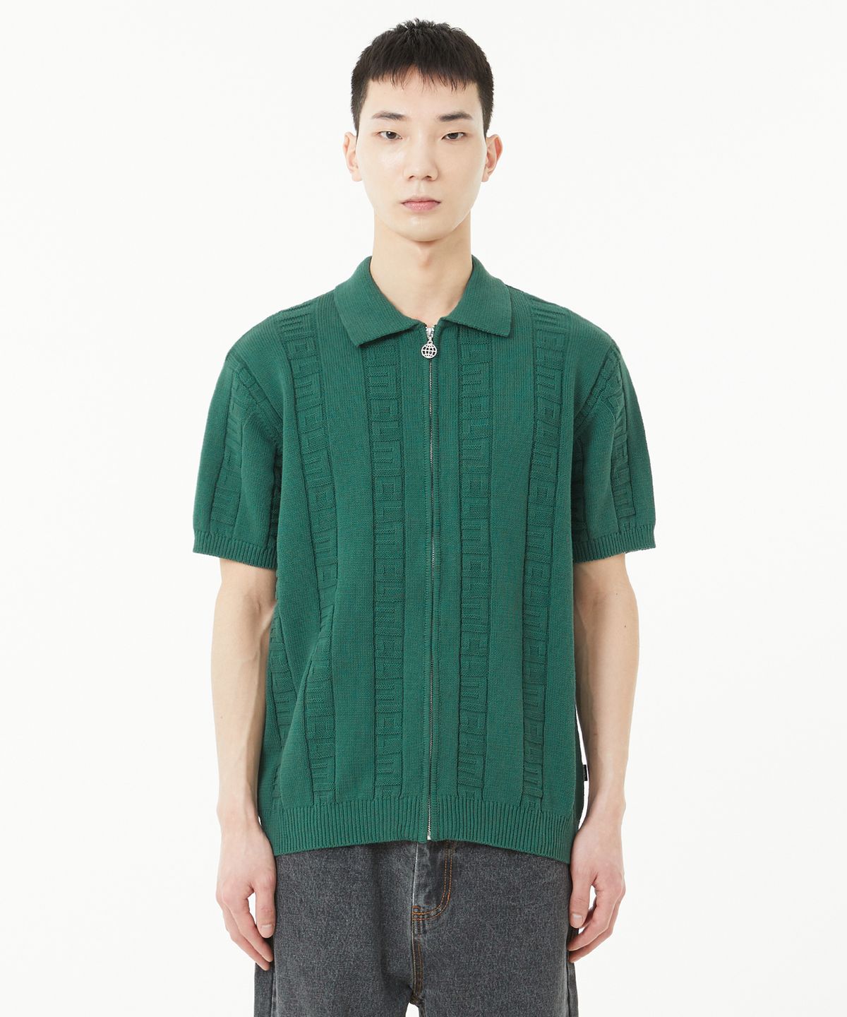 엘엠씨(LMC) JQD ZIP-UP KNITTED POLO SHIRT dark green