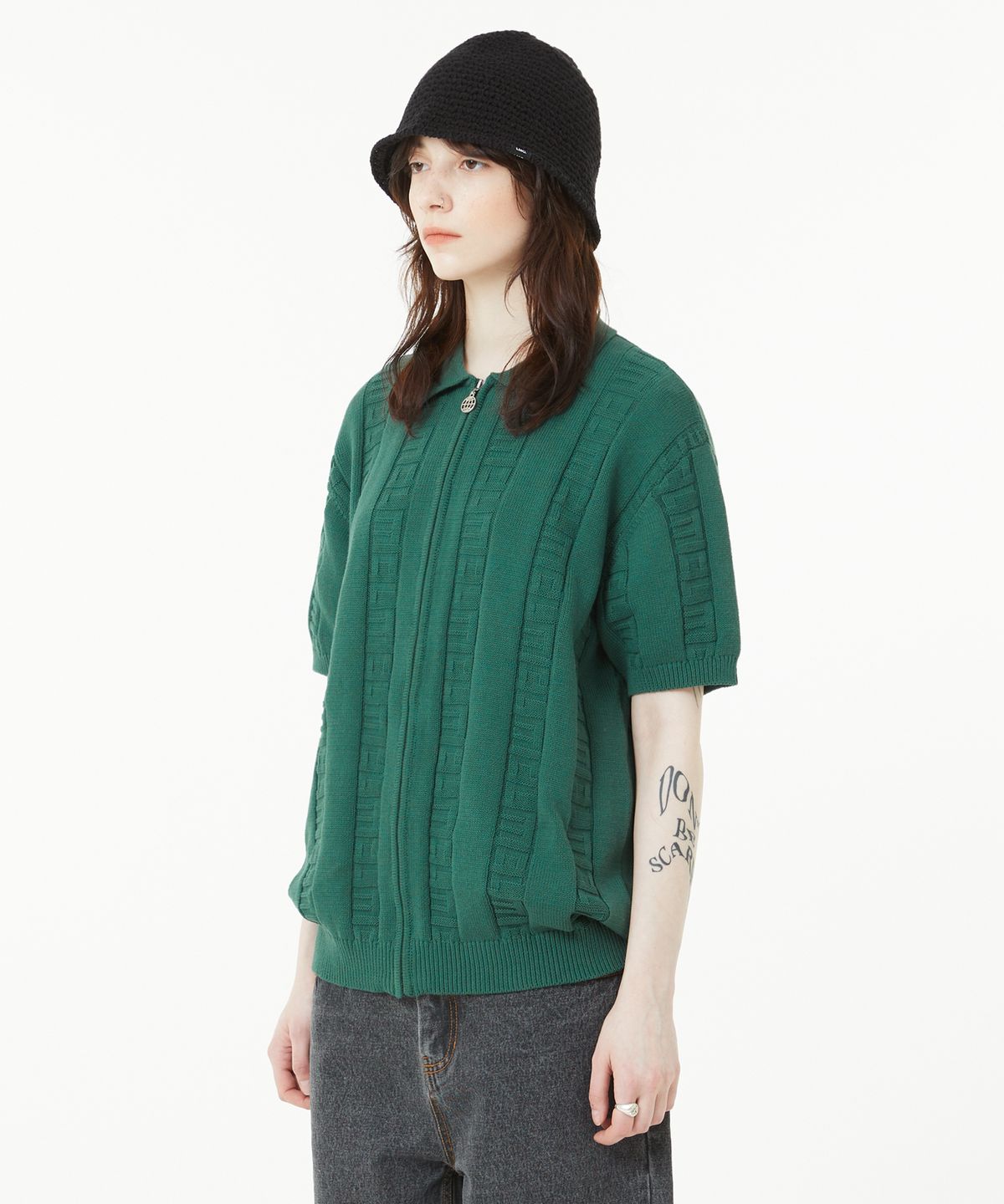 엘엠씨(LMC) JQD ZIP-UP KNITTED POLO SHIRT black