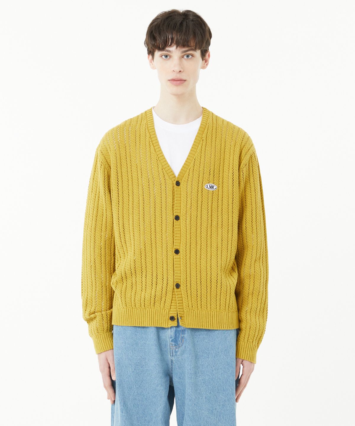 엘엠씨(LMC) OVAL MESH KNIT CARDIGAN olive