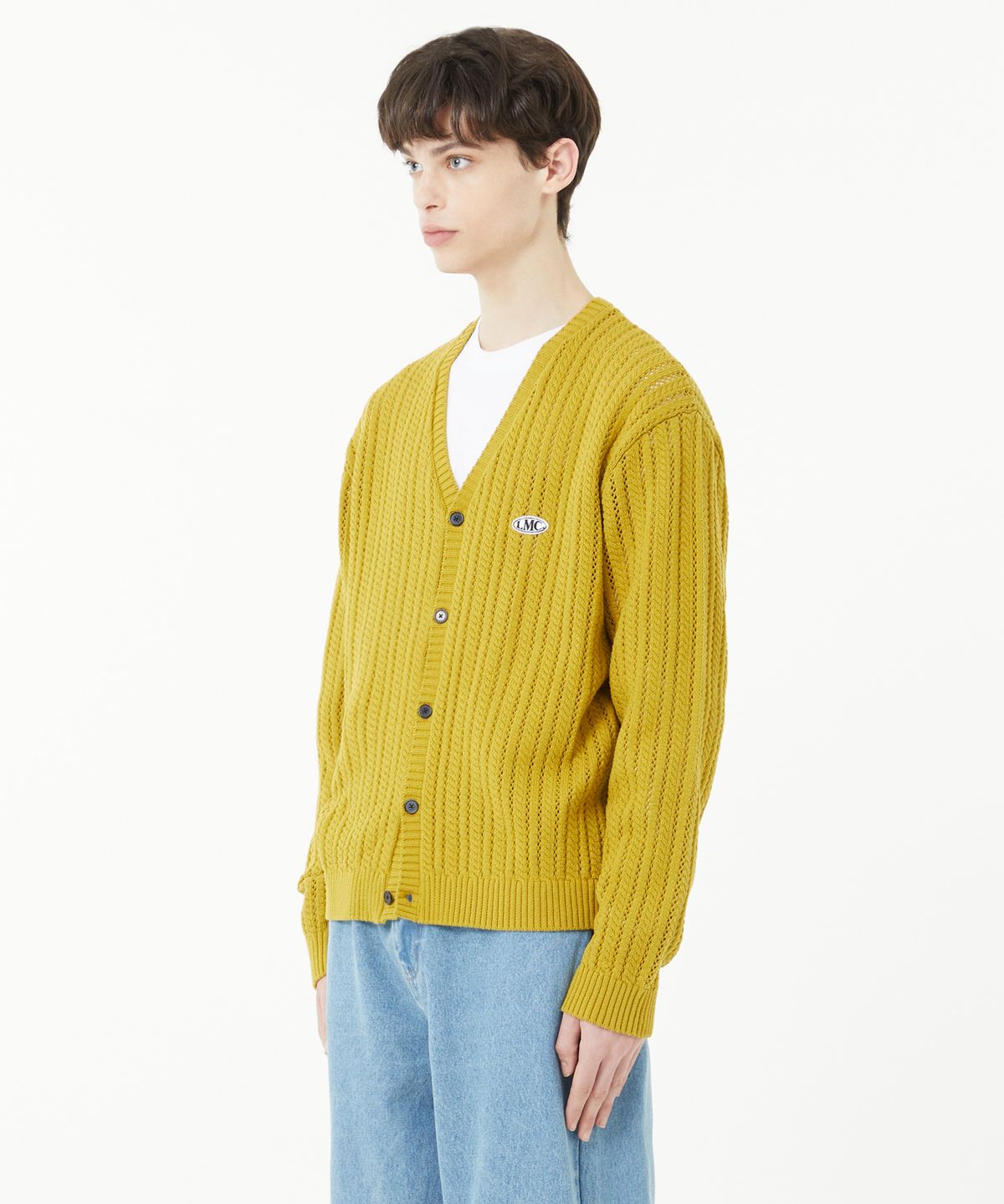 엘엠씨(LMC) OVAL MESH KNIT CARDIGAN olive