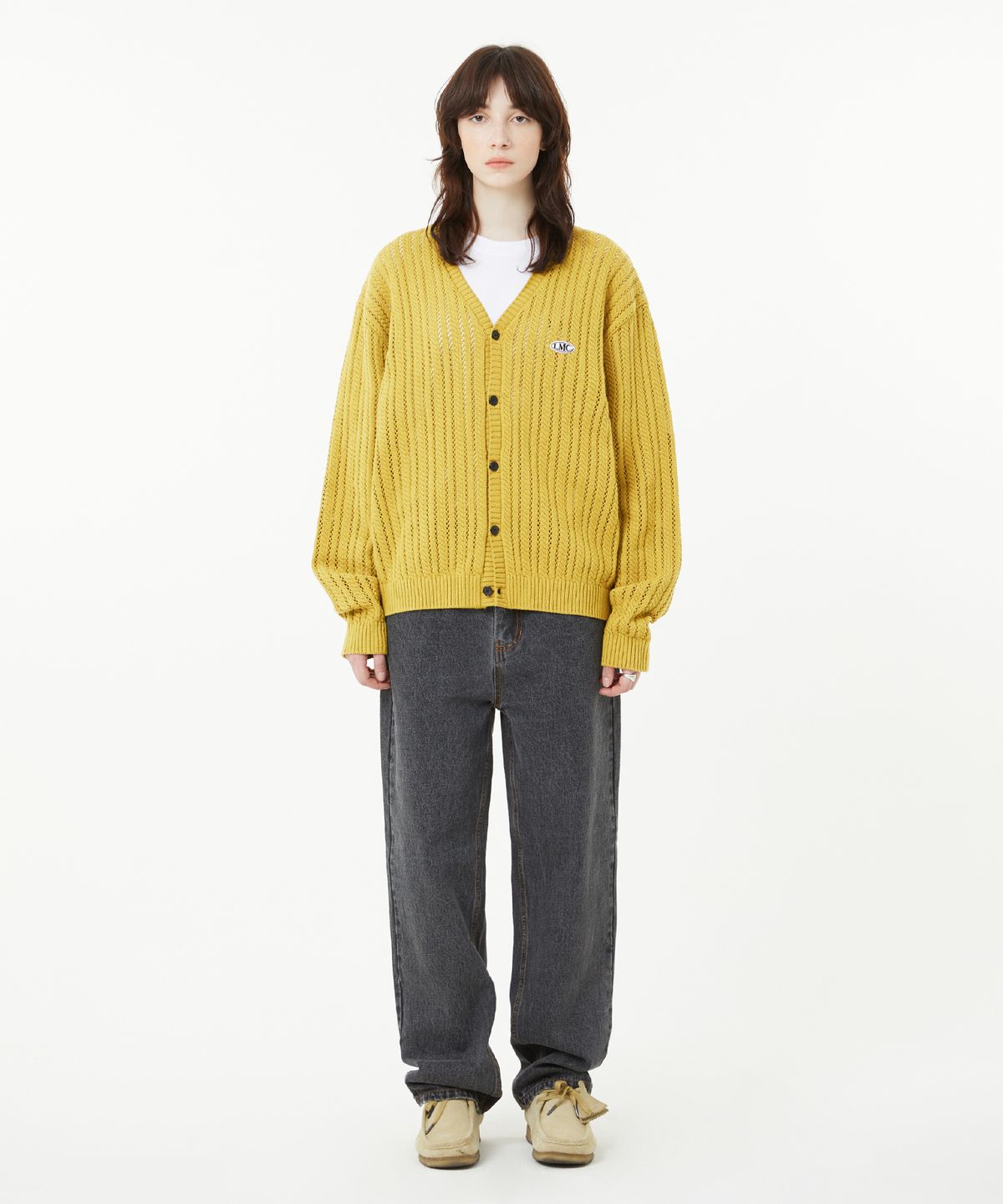 엘엠씨(LMC) OVAL MESH KNIT CARDIGAN olive