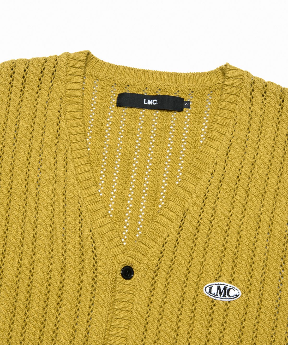 엘엠씨(LMC) OVAL MESH KNIT CARDIGAN olive