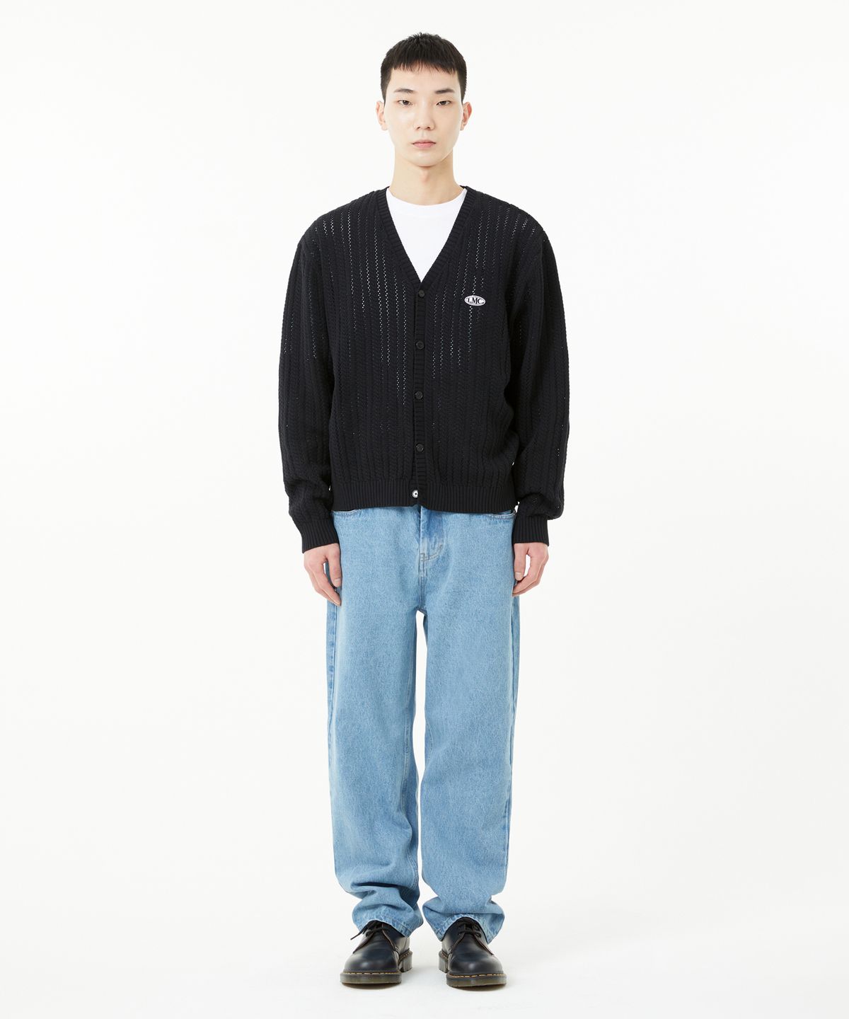 엘엠씨(LMC) OVAL MESH KNIT CARDIGAN black