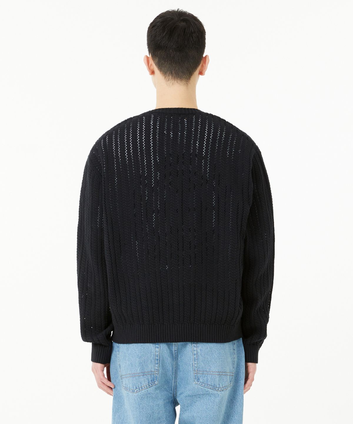 엘엠씨(LMC) OVAL MESH KNIT CARDIGAN black