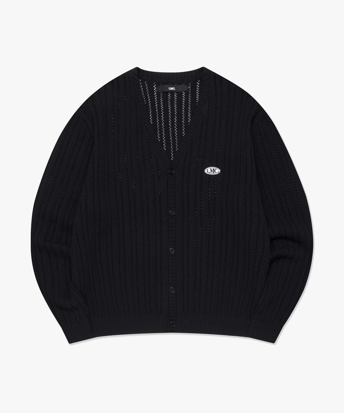 엘엠씨(LMC) OVAL MESH KNIT CARDIGAN black