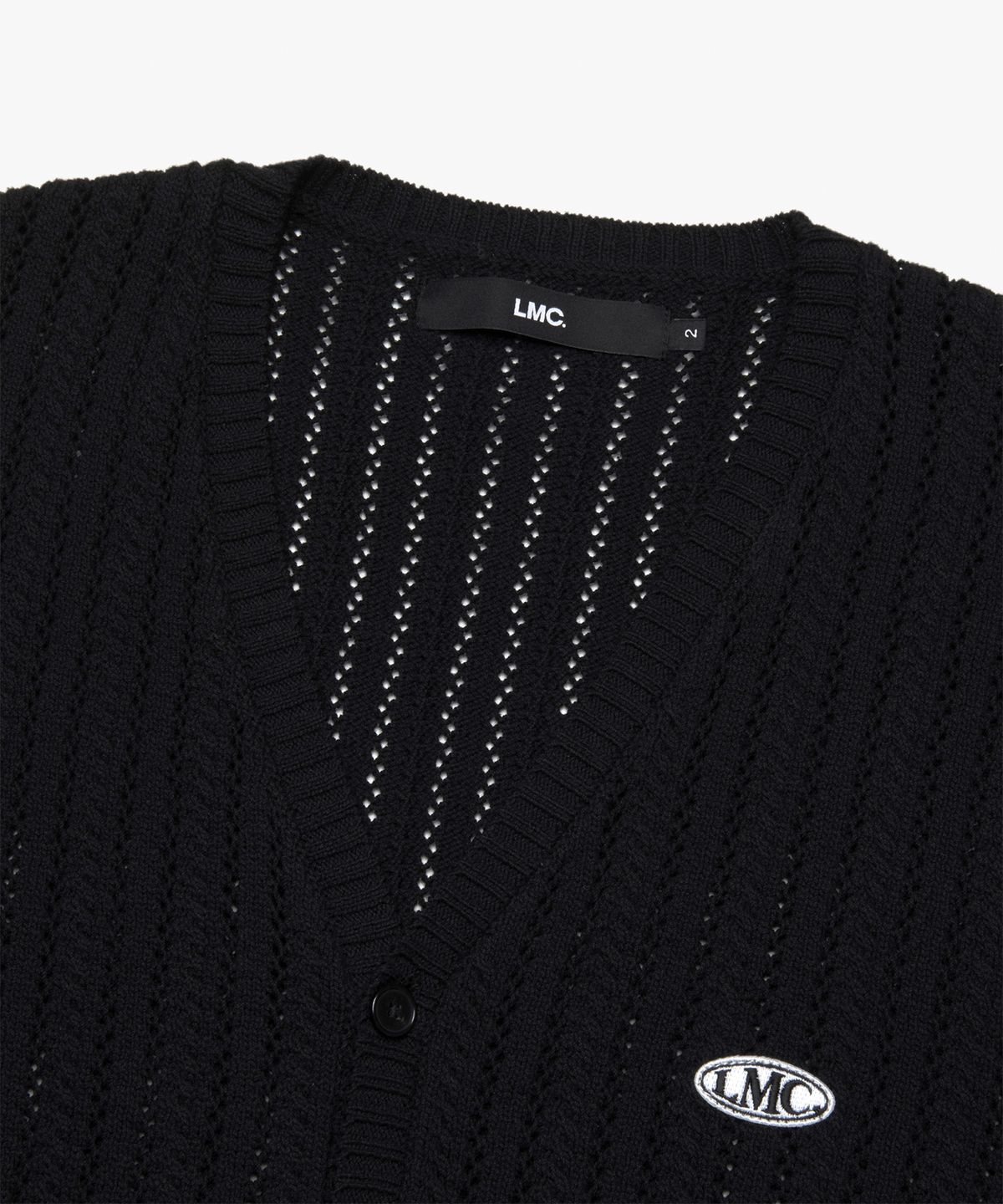 엘엠씨(LMC) OVAL MESH KNIT CARDIGAN black