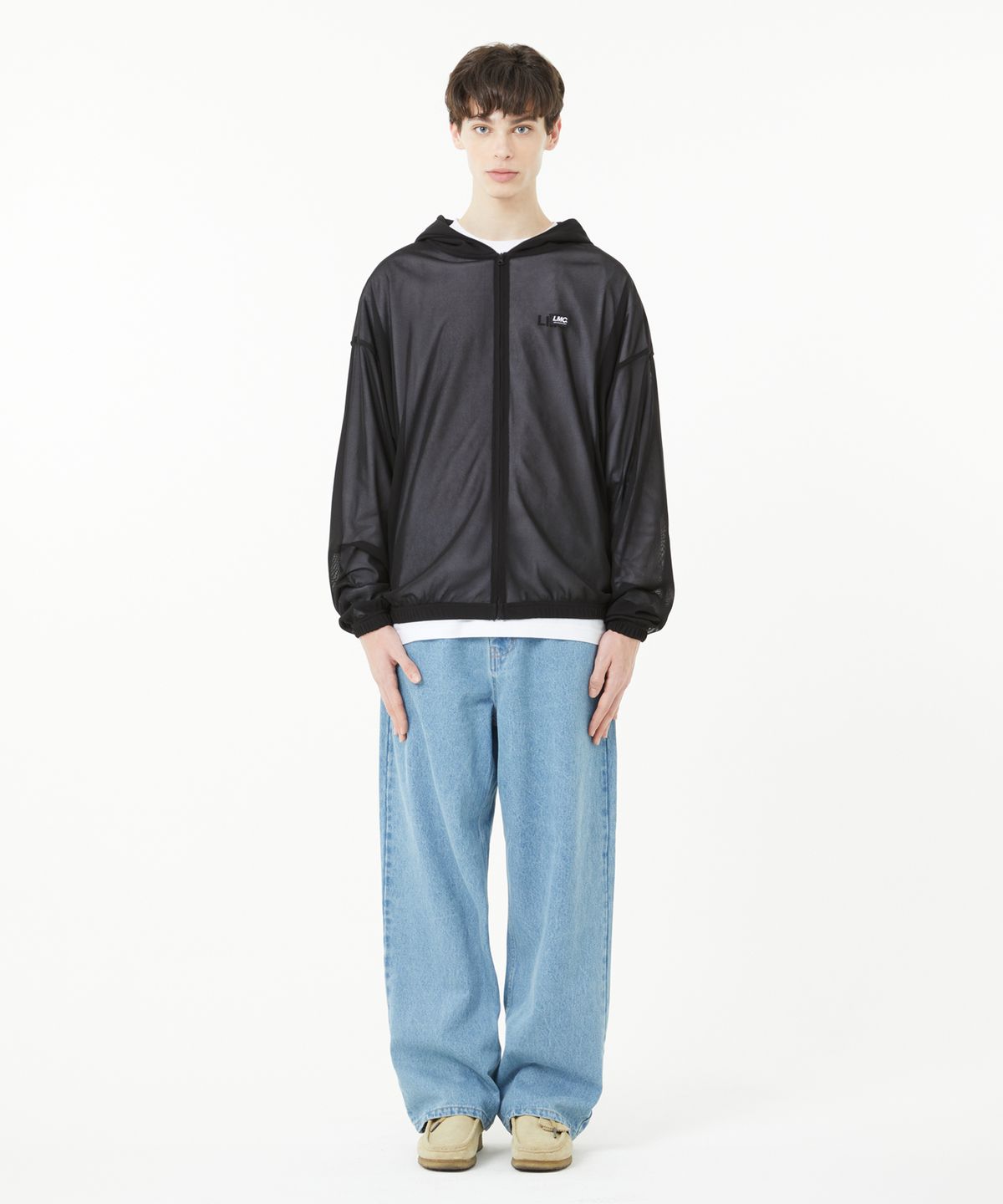 엘엠씨(LMC) ITALIC MESH ZIP-UP HOODIE black