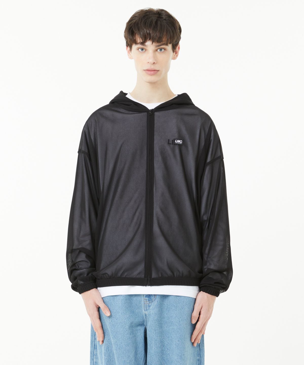 엘엠씨(LMC) ITALIC MESH ZIP-UP HOODIE black