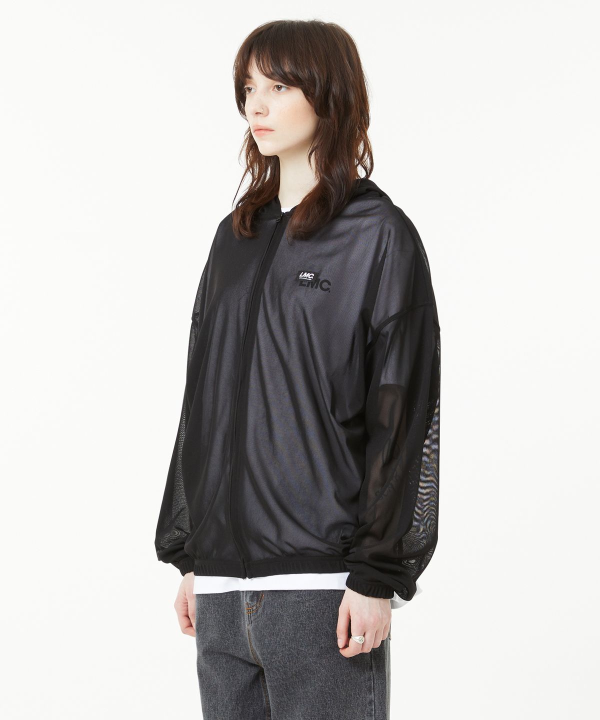 엘엠씨(LMC) ITALIC MESH ZIP-UP HOODIE black