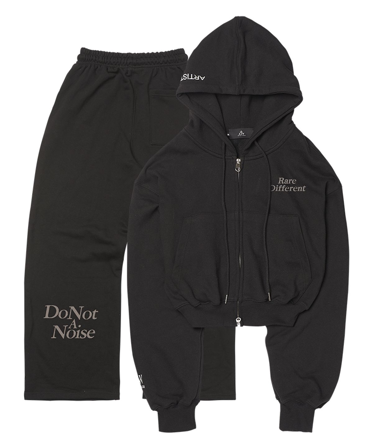 아티스트웨어(ARTISTWEAR) [ATW] 트레이닝 셋업 해프닝크롭후드집업 + 해프닝와이드밴딩 팬츠