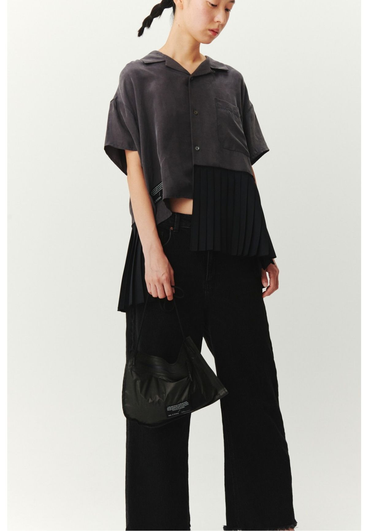 래코드(RECODE) [여성] Open collar pleated shirt _RQSAM22541GYX