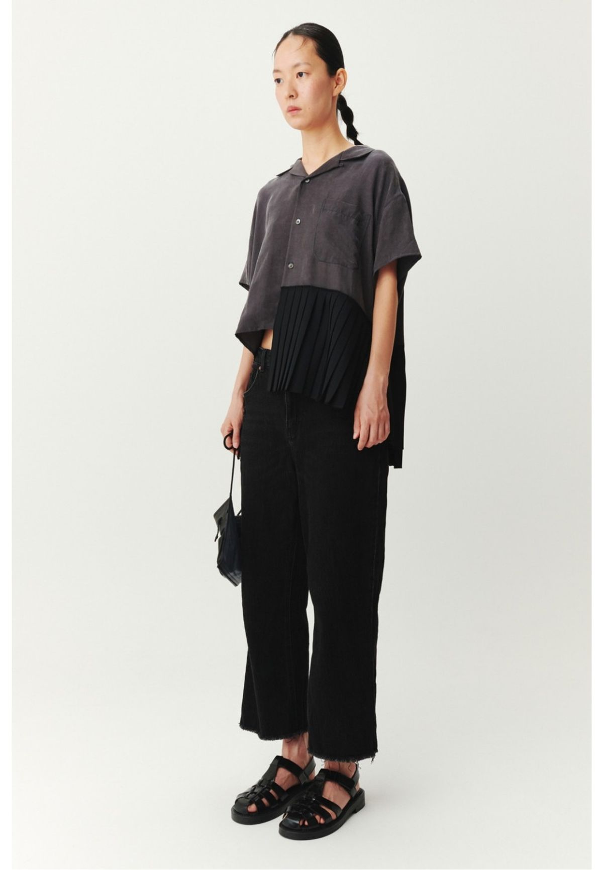 래코드(RECODE) [여성] Open collar pleated shirt _RQSAM22541GYX