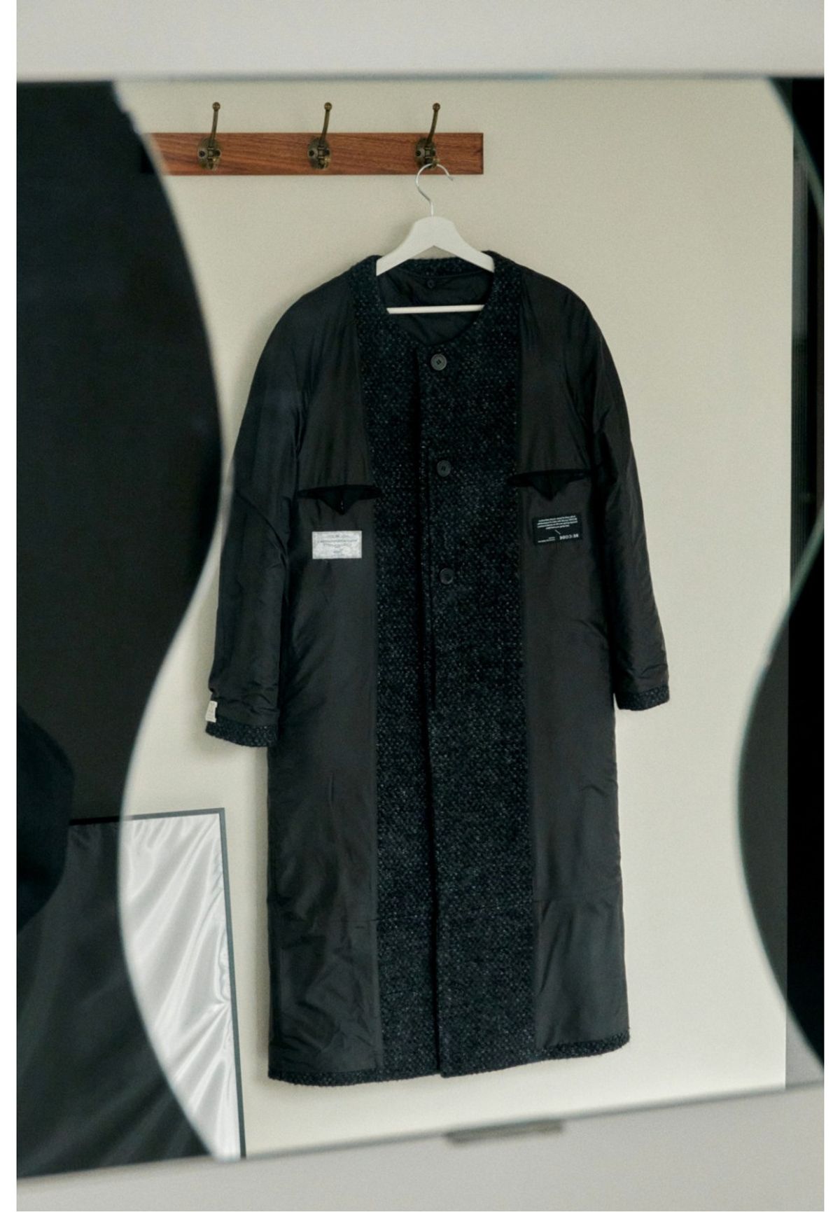 래코드(RECODE) [여성] Inside-out Round Neck long Coat (Over Fit)_RQCAW22593BKX