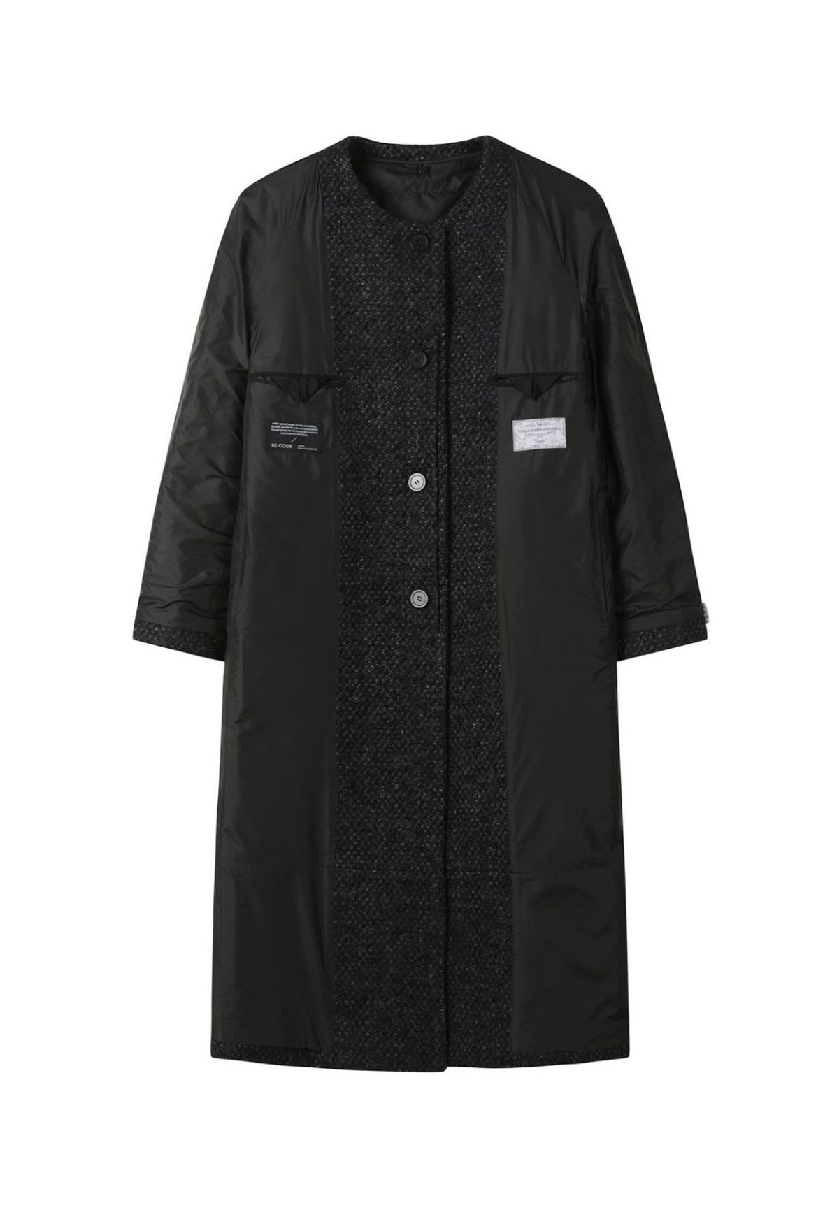 래코드(RECODE) [여성] Inside-out Round Neck long Coat (Over Fit)_RQCAW22593BKX