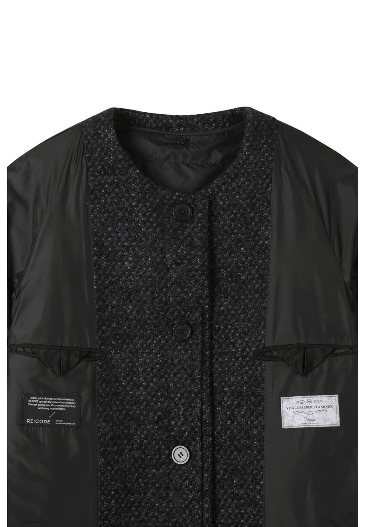 래코드(RECODE) [여성] Inside-out Round Neck long Coat (Over Fit)_RQCAW22593BKX