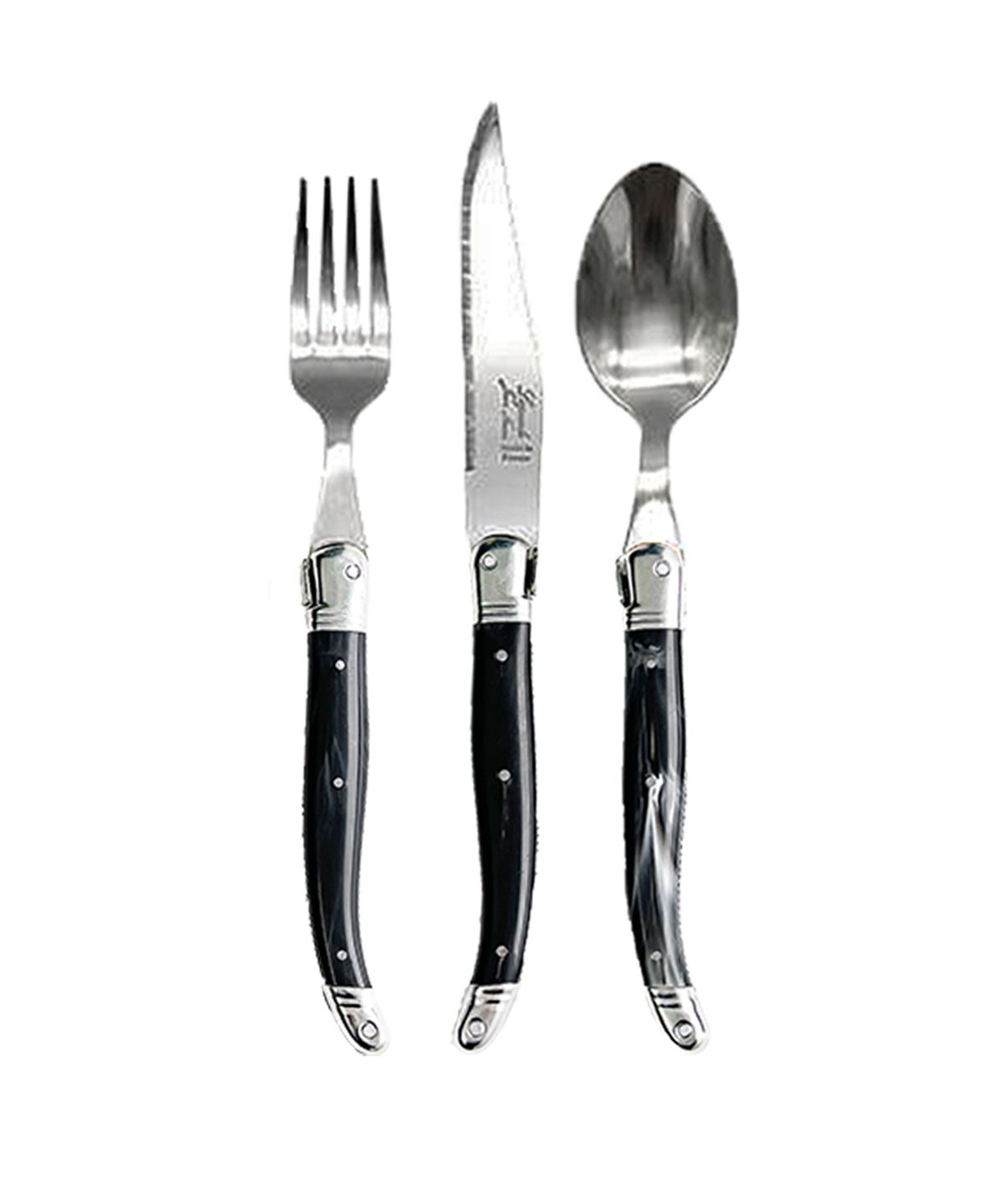 장네론 라귀올(JEAN NERON LAGUIOLE) 양식기 커트러리 1인세트 마블블랙 (스픈,포크,나이프)