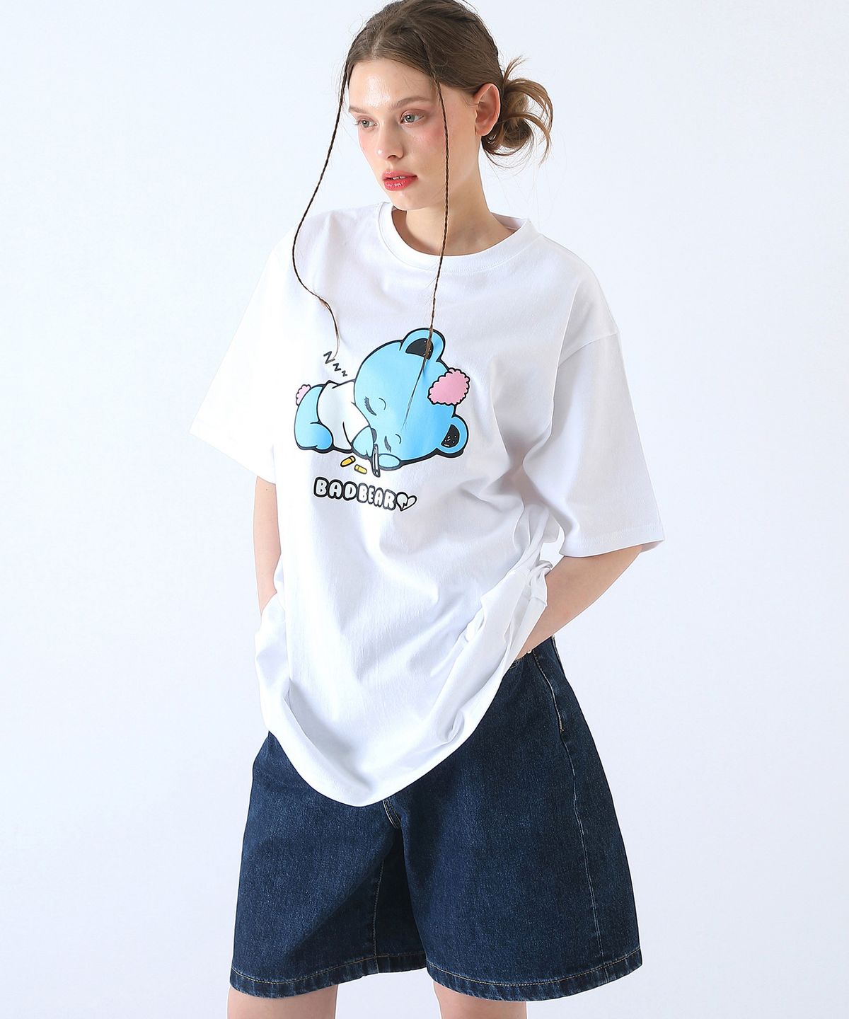 배드블루(BADBLUE) Baby BadBear Oversized Tee White