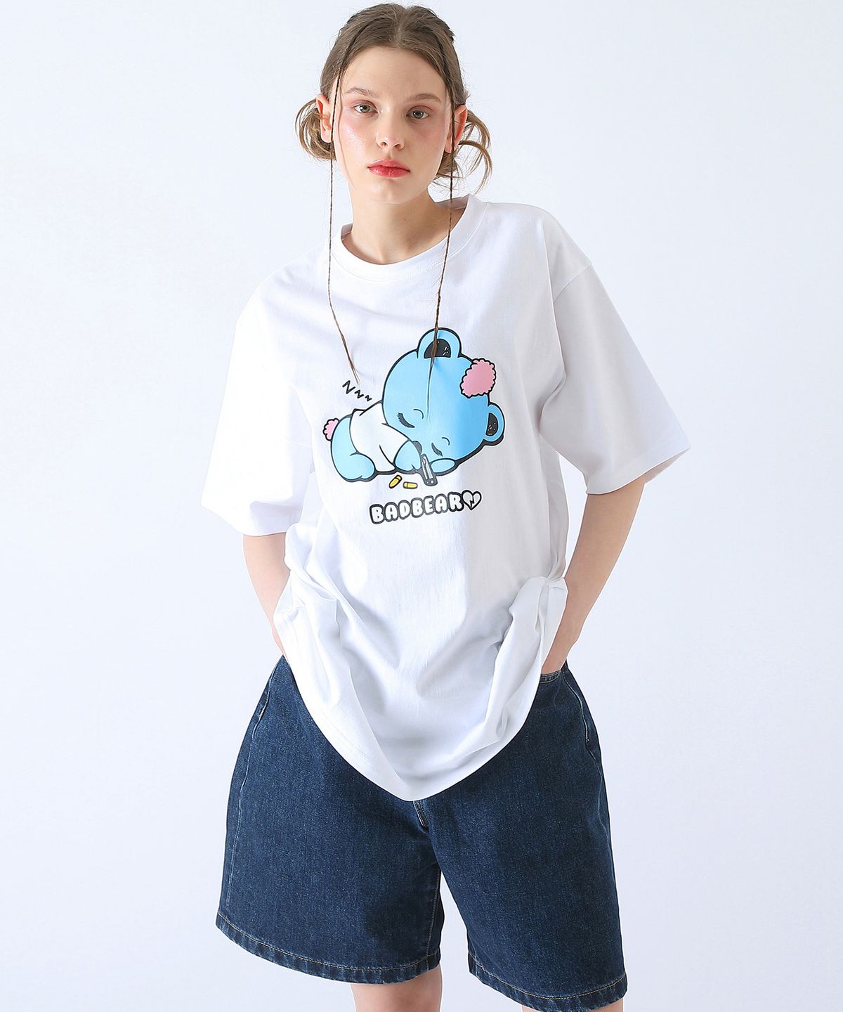 배드블루(BADBLUE) Baby BadBear Oversized Tee White